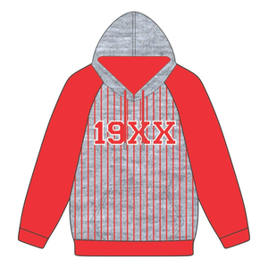เสื้อฮู้ดดี้ DST Delta Grey Body Red Raglan Pinstripes ผ้าคอตตอนผสม ลายทางแบบกรีก สำหรับชมรมนักศึกษาหญิง Divine Nine - Product Image 2