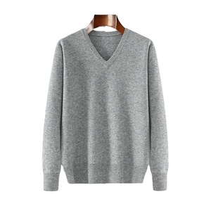 Pulls en cachemire pour hommes Pull à col en V Automne Hiver Cachemire Chaud Solide Tricots Pulls en cachemire pour hommes - Product Image 4