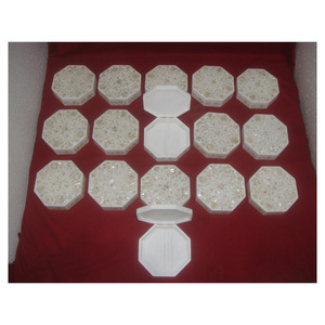 Boîtes d'incrustation de serpillière en marbre au Design Unique, boîte à bijoux chère, marbre blanc, couleur blanche, nacre - Product Image 1