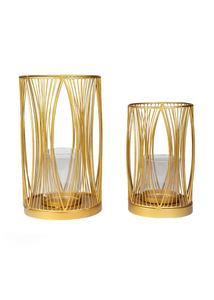 Juego de 2 portavelas de diseño minimalista, hecho a mano, de aspecto moderno, chapado en oro, a prueba de viento, decoración de iluminación del hogar - Product Image 3