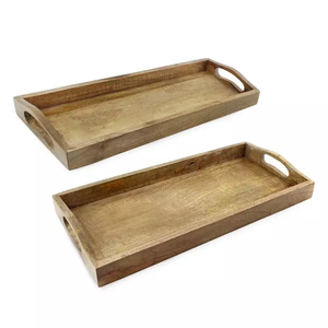 Plateau de forme ovale Unique plateau de service de nourriture petit déjeuner plateau de service dernière vaisselle de bar ustensiles de maison de mariage plateau de service rectangulaire en bois/support - Product Image 4