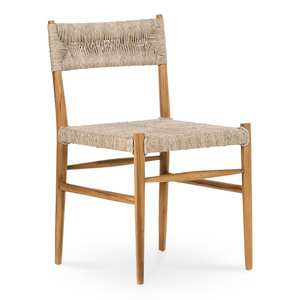 Silla de Comedor Moderna para Apartamento, Estructura de Madera de Teca Maciza con Asiento y Respaldo de Ratán Sintético Tejido para Uso en Interiores y Exteriores - Product Image 1