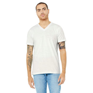 T-shirt en jersey à col en V unisexe-Blanc vintage, 100% coton Airlume, 4.2 oz - Product Image 1