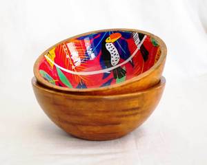 Creative <b>Enamel</b> Printing Wooden <b>Bowl</b> Easy to Use Travel Friendly Tabletop Decorative <b>Bowls</b> for Salad Soup Luxury Noodles <b>Bowl</b> - Product Image 6