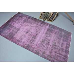 พรมตุรกีวินเทจ ขนาด 3.6x6.4 ฟุต พรมสีพื้นประดับชมพู - Product Image 4