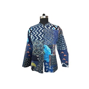 <b>jacket</b> Vintage Dark Blue <b>Jacket</b> with Cotton Filling Simple Elegant Design - Product Image 1