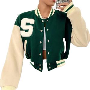 แจ็คเก็ตวาร์ซิตี้ทรงครอปสำหรับผู้หญิง หลากหลายสไตล์ แขนยาว ความยาวสั้น ใส่สบาย ทันสมัย สีสันตามสั่ง อุ่นสบาย เหมาะกับฤดูใบไม้ร่วง ทำจากผ้าฝ้าย - Product Image 6