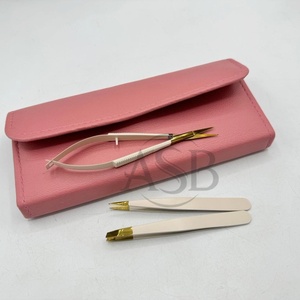 Pinces à épiler professionnelles plaquées or nude ASB, logo personnalisé, ciseaux à sourcils, pointes inclinées et pointues, acier inoxydable de haute qualité - Product Image 6