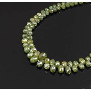 Cuentas de Diamantes Briolette Facetadas Verdes Naturales de Primera Calidad, Brillantes, en Forma de Lágrima, Diamantes Sueltos Personalizados - Product Image 3