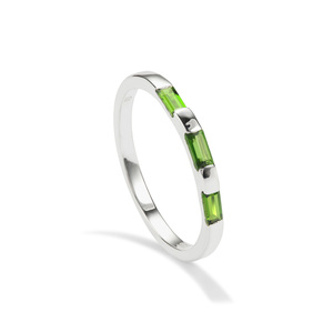 Chrome Diopside Stacker Ring Green Gemstone Three Stone 0.50 Carat 2x22mm 925 Sterling Silver Stackable <b>Evermore</b> Collection - Product Image 1