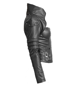 Chaqueta de cuero con tachuelas Punk para mujer, remaches negros a la moda, chaqueta de motorista lavada, Rock, ligera, talla grande, Primavera, nueva - Product Image 3