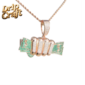 จี้รูปมือถือดอลลาร์ ชุบทอง สไตล์ฮิปฮอป หรูหรา ประดับเพชรโมอิสซาไนต์เงินแท้ ฝังด้วยมือ ของขวัญสำหรับผู้ชาย ผู้หญิง งานปาร์ตี้ - Product Image 1