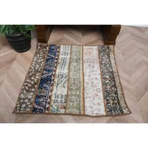 พรมวินเทจตุรกีขนาด 2.2x2.3 ฟุต พรมขนาดเล็ก พรมขนสัตว์สีน้ำตาล - Product Image 2