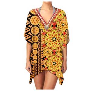 Robe caftan courte tendance Vêtements de plage élégants Tenue de vacances d'été disponible à un prix abordable - Product Image 1