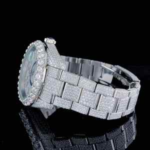 Montres mécaniques en diamant véritable serties de moissanite, montre en moissanite VVS, montre sertie de moissanite pour hommes et femmes - Product Image 3