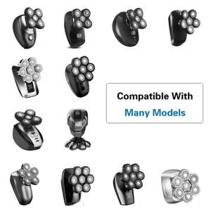 Lames de rasoir électrique rechargeables argentées, tête de rasoir rotative pour hommes chauves - Utilisation visage et corps, fonction étanche et lavable - Product Image 4