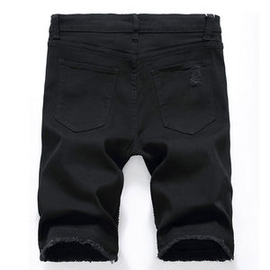 Short en jean personnalisé pour hommes Short en coton 100% à motifs solides avec lettres brodées personnalisées pour shorts d'été pour hommes - Product Image 2