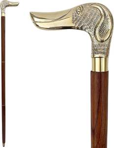 Canne de marche en bois pour adulte, design Aigles, fabriquée à la main avec poignée en laiton, embout télescopique en caoutchouc pour la randonnée et les activités de plein air - Product Image 1