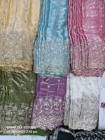 Nouvelles perles artisanales importées avec tissu en soie Fendy à sequins, tissu en soie imprimé pour la vente à l'exportation en provenance d'Inde