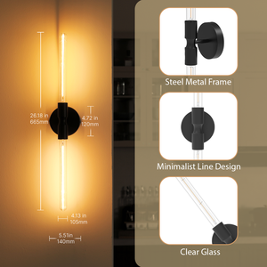 Applique murale tubulaire LED <span class=keywords><strong>de</strong></span> luxe moderne noir mat <span class=keywords><strong>de</strong></span> haute qualité, avec corps en verre et bras long personnalisé, pour villa et chambre à coucher - Product Image 5