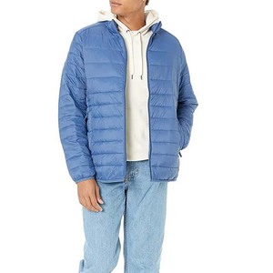 Cheap <b>Light</b> Warm Custom Logo Nylon Stand Collar Winter Bubble Puff Filled Polyester Front <b>Jacket</b> for <b>Men</b> - Product Image 4