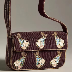 Bolso de mano con cuentas de estilo bohemio de diseñador para mujer indio, hecho a mano, algodón, cremallera, compras nocturnas, bolsos de mensajero con cuentas, venta al por mayor - Product Image 1