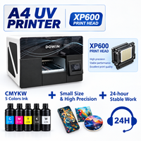 DOWIN Printer UV Flatbed A4 Kompak Baru, Mini Desktop UV LED Curing untuk Cetak Warna pada Casing Ponsel, Koin, Akrilik, dan Kerajinan