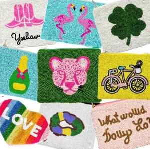 Pensées sauvages guépard imprimé perlé bandoulière pochette sac à main/fermeture à pression/chaîne bandoulière/perles de rocaille/Unique/léopard - Product Image 4