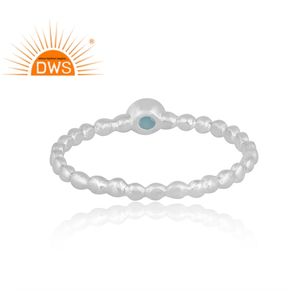 แหวนซ้อนพลอยคาลซิโดนีสีเงินสเตอร์ลิงธรรมชาติ - Product Image 4