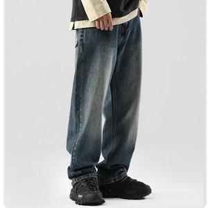 กางเกงยีนส์ชายรุ่นเฮฟวีเวตสไตล์อเมริกันวินเทจปรับแต่งได้มีกระดุมดีไซน์ขาตรงระบายอากาศได้ดีสำหรับฤดูใบไม้ผลิฤดูร้อน - Product Image 5