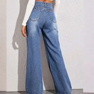 Pantalon léger à motif brodé Pantalon baggy en denim surdimensionné de qualité supérieure Pantalon en coton de qualité supérieure respirant pour femmes - Product Image 5