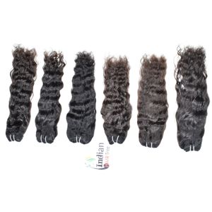 Extensions de cheveux humains naturels Remy indiens vierges bouclés, à cuticules alignées, couleur noire, qualité Temple, en gros - Product Image 3