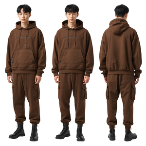 Conjunto Deportivo Personalizado de Algodón Grueso Estilo Utilitario, Sudadera con Capucha Extra Grande y Pantalones Jogger, Ropa OEM - Product Image 1