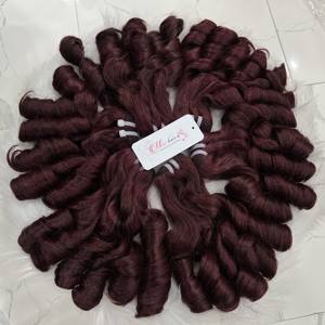 Extensions de cheveux Remy Vietnam Super Double Épais et Entièrement Remy Bouncy Curl Bordeaux RAW Donor Fumi Hair Weaving Style - Product Image 1