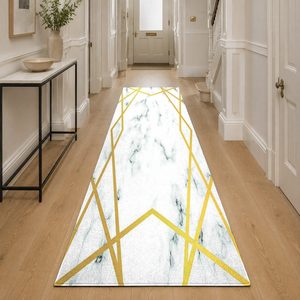 Tapis de salon en chenille antidérapant RUGS DEPOT LXDP-0999, motif designer or terre cuite, imprimé numériquement, lavable en machine, vente en gros - Product Image 5