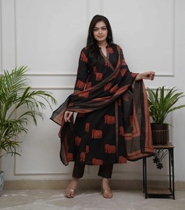 ทำจากผ้าฝ้ายแท้100% แต่ละชิ้นและทุกโอกาสสวมใส่ Kurti & pent พร้อมชุดปัก dupatta จาก surat - Product Image 4
