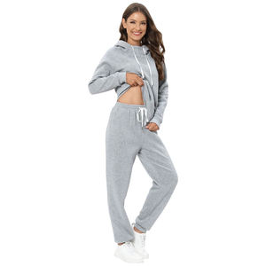 Vente chaude High Street Wear Ensemble de survêtements pour femmes Léger Coupe régulière Conception personnalisée Lavage à l'acide Imprimé numérique 100% coton - Product Image 3