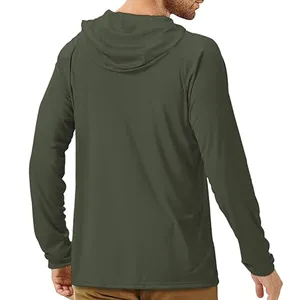 เสื้อฮู้ดดี้ผู้ชายสีฟ้าอ่อน UPF 50 ป้องกันรังสียูวี แขนยาว แบบสวมหัว สำหรับตกปลา สีพื้น ผ้าโพลีเอสเตอร์ ป้องกันแสงแดด - Product Image 4