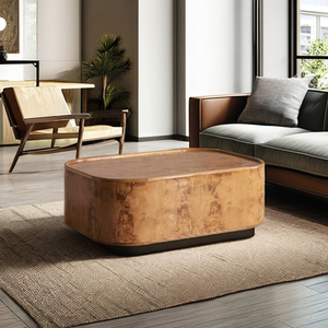 Mesa de centro oblonga con chapa de madera original Burl, muebles de sala de estar de tendencia para el hogar, hoteles, villas, pasillos de entrada - Product Image 2