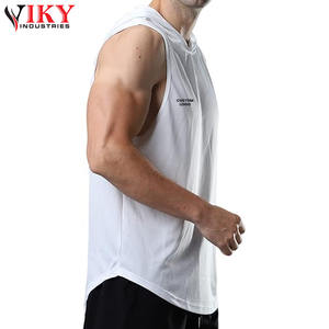 Débardeur à capuche pour homme, logo personnalisé, course à pied, sans manches, sweat-shirts unis, meilleur matériau en blanc, sweat-shirt pour homme - Product Image 4