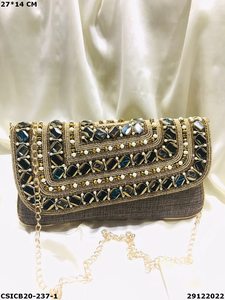 Handmade Designer Ethnic Jute Evening Bag Clutch Unique Designer Ethnic Jute Clutch Bag - Product Image 2