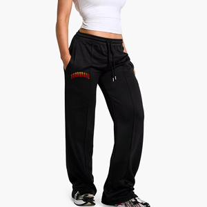 Women Winter Straight Sweatpants Cozy Soft Regular Fit Mid Waist <b>Lace</b> Flat Lounge Trousers Comfortable Casual Streetwear Fashion - Product Image 1