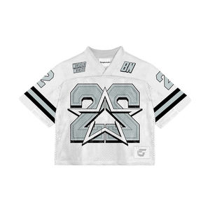 Maillot de football américain à imprimé floral avec sublimation personnalisée, maillot en maille coupe carrée, maillots surdimensionnés avec nom et numéro d'équipe pour hommes - Product Image 4