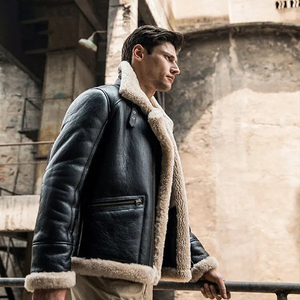 Veste bomber B3 de style RAF sur mesure en gros |   Veste en cuir véritable de mouton |   Blouson aviateur chaud d'automne à col montant, fabrication ODM - Product Image 3