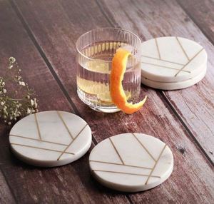 Dessous de verre en marbre élégant fait à la main en pierre naturelle Dessous de verre Durable et élégant Accessoire de table de protection parfait pour la maison - Product Image 3