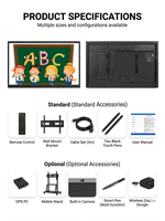 Pizarra Interactiva Táctil ZDHQ Ultra HD 4K de 20 Puntos, 55-65 Pulgadas, Pizarra Inteligente con Sistema Operativo Android+Windows para Enseñanza y Reuniones, Todo en Uno