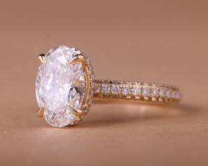 แหวนหมั้นเพชรรูปวงรี925เงินสเตอร์ลิงสำหรับผู้ใหญ่ในห้องปฏิบัติการ - Product Image 2