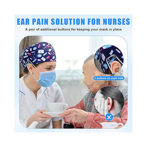 Casquettes d'infirmière unisexes, casquettes de travail pour infirmières, bouton intégré, bandeau anti-transpiration, chapeaux de travail ajustables et élastiques, confortables, broderie 3D - Product Image 2