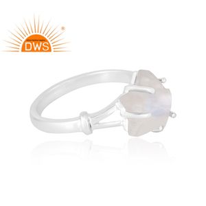 แหวนเงินแท้ 925 ประดับพลอยมูนสโตนสีรุ้งธรรมชาติ ดีไซน์ล่าสุด สำหรับผู้หญิง ของขวัญสำหรับเธอ เครื่องประดับสั่งทำ - Product Image 4