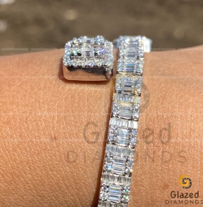 ประกายเพชรสวยงามทรงกลมตัดแบบบาแกตต์เพชรที่ปลูก925เต็มไปด้วยเงินสเตอร์ลิงในห้องแล็บชัดเจนมาก - Product Image 2